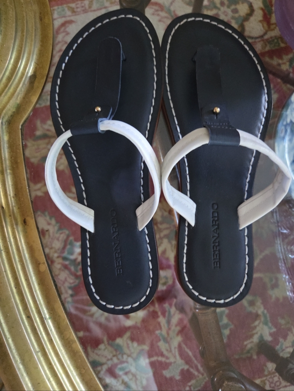 Bernardo Navy Blue Leather  Sandals